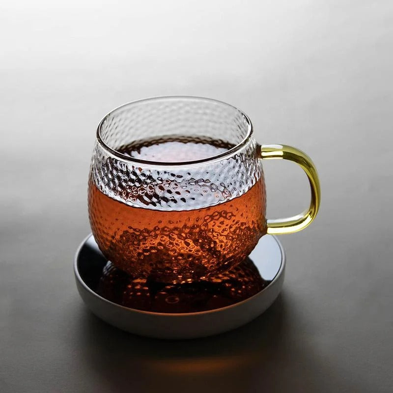 Inttox-☕✨ Tasse en Verre Borosilicate avec Poignée Dorée  💎🍵