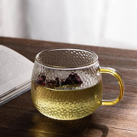 Inttox-☕✨ Tasse en Verre Borosilicate avec Poignée Dorée  💎🍵