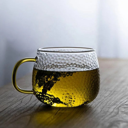 Inttox- 6 Tasse en Verre Borosilicate avec Poignée Dorée