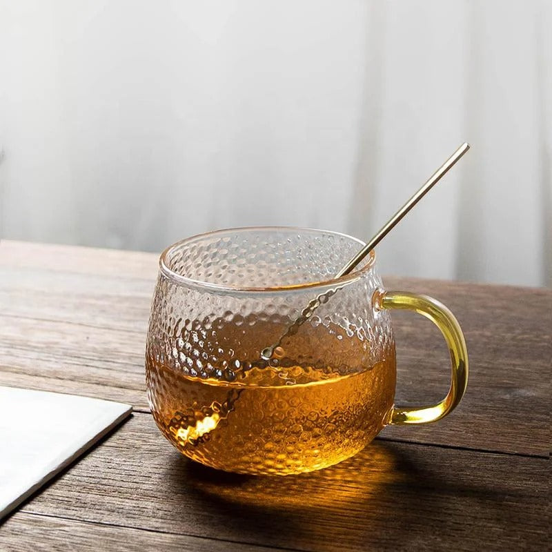 Inttox-☕✨ Tasse en Verre Borosilicate avec Poignée Dorée  💎🍵