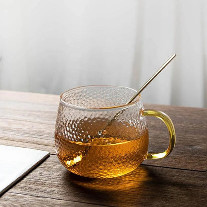 Inttox-☕✨ Tasse en Verre Borosilicate avec Poignée Dorée  💎🍵