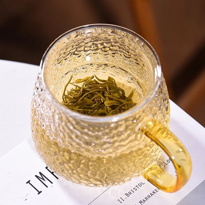 Inttox-☕✨ Tasse en Verre Borosilicate avec Poignée Dorée  💎🍵