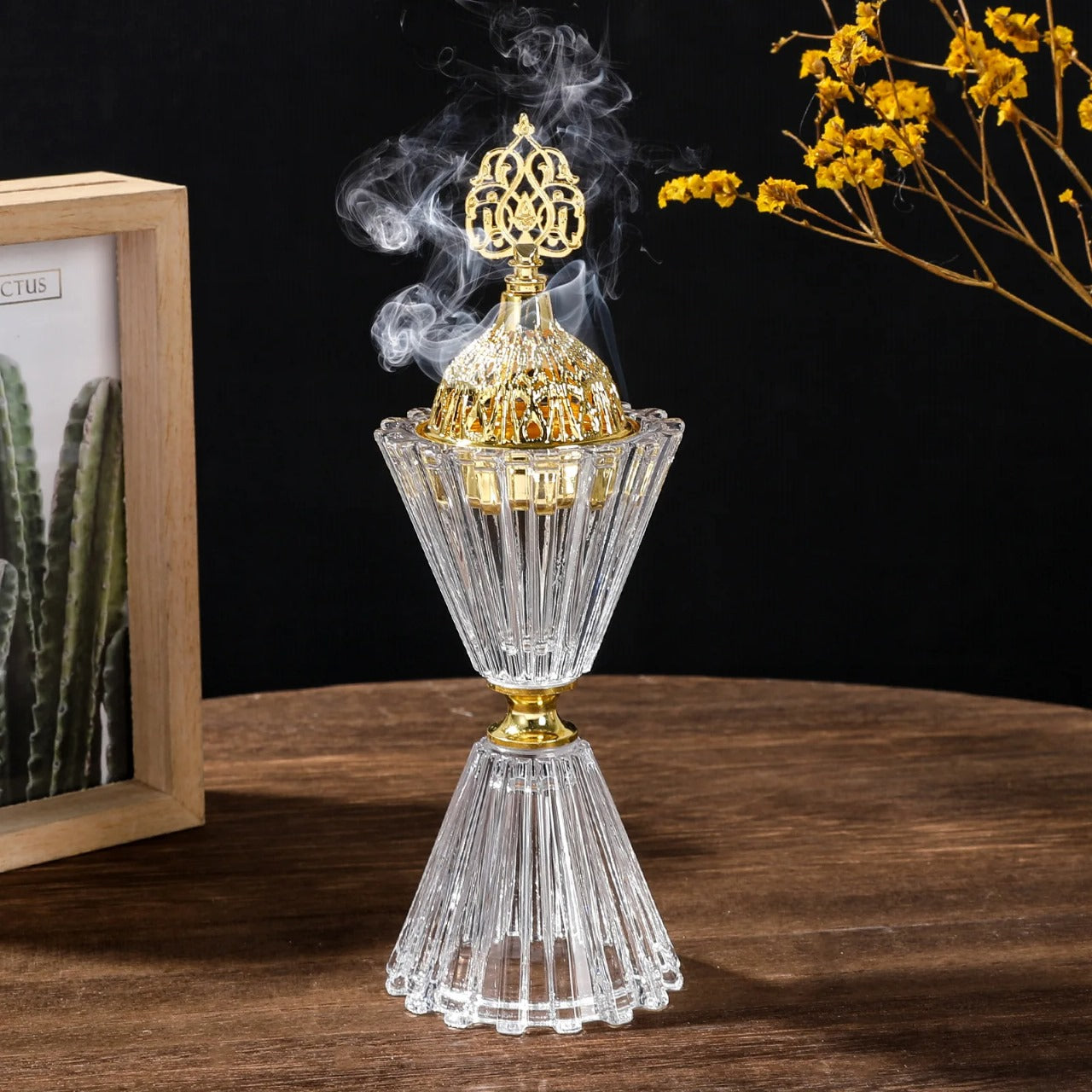 Inttox-💎🌹 Bouquet de Cristal Diffuseur d’Aromathérapie & Chandelier Arabe 🕌 | Porte-Encens Décoratif pour Maison ✨🕯️