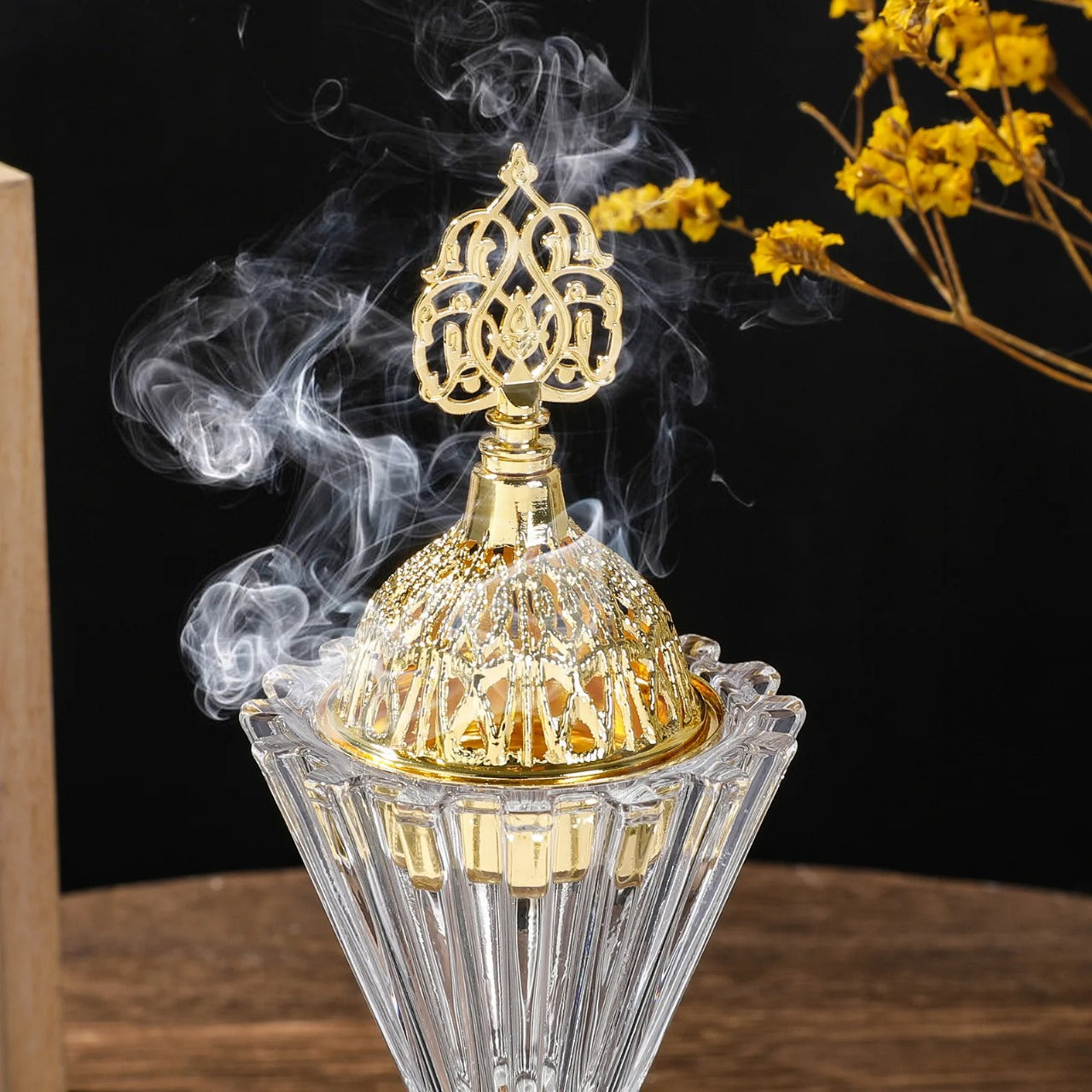 Inttox-💎🌹 Bouquet de Cristal Diffuseur d’Aromathérapie & Chandelier Arabe 🕌 | Porte-Encens Décoratif pour Maison ✨🕯️
