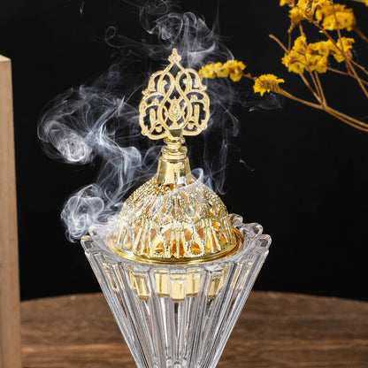 Inttox-💎🌹 Bouquet de Cristal Diffuseur d’Aromathérapie & Chandelier Arabe 🕌 | Porte-Encens Décoratif pour Maison ✨🕯️