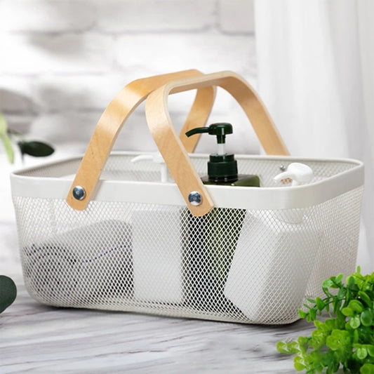 Inttox-🧺✨ Panier de Pique-Nique en Maille Métallique avec Poignée en Bois 🍎🥖