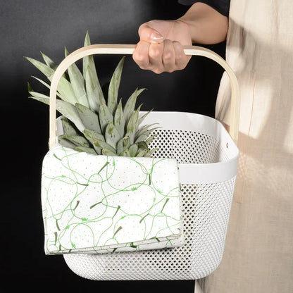 Inttox-🧺✨ Panier de Pique-Nique en Maille Métallique avec Poignée en Bois 🍎🥖