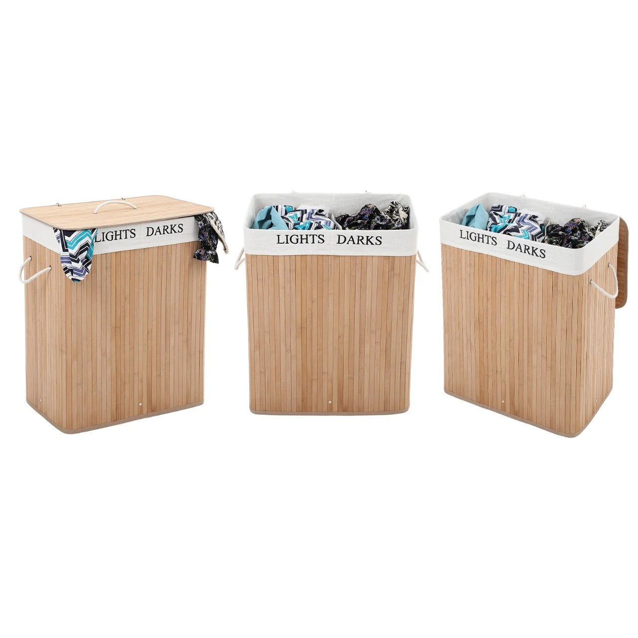 Inttox-🧺 Panier à Linge Pliable 🚿 | 2 Compartiments | Organisation Pratique pour Salle de Bain