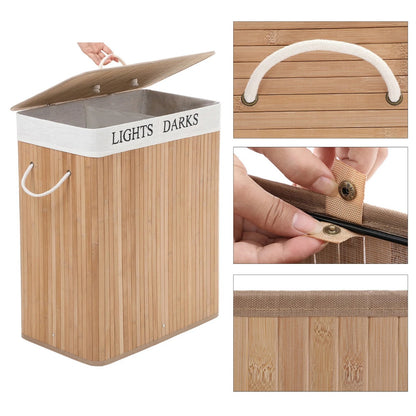 Inttox-🧺 Panier à Linge Pliable 🚿 | 2 Compartiments | Organisation Pratique pour Salle de Bain