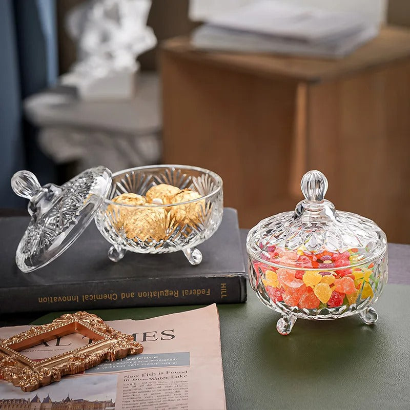 Inttox-✨ Bocaux à Bonbons Cristal – Contenants en Verre Transparent avec Couvercle 🎁🫙