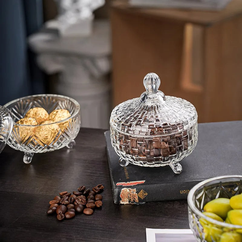 Inttox-✨ Bocaux à Bonbons Cristal – Contenants en Verre Transparent avec Couvercle 🎁🫙