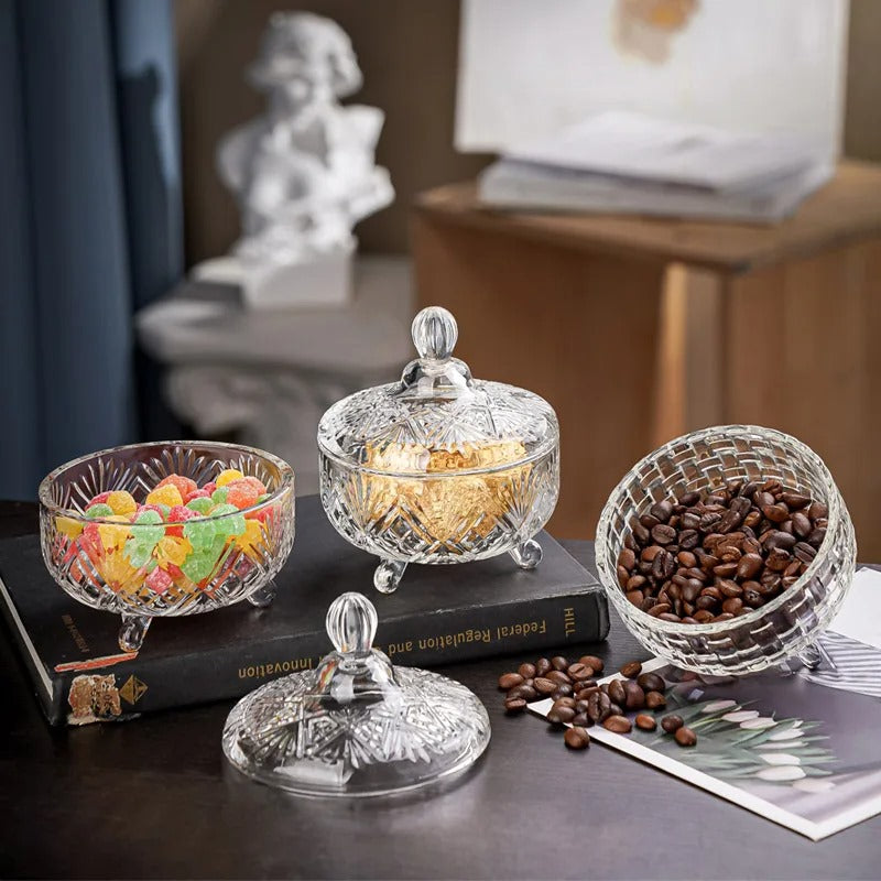 Inttox-✨ Bocaux à Bonbons Cristal – Contenants en Verre Transparent avec Couvercle 🎁🫙
