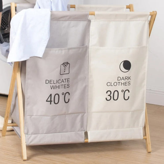 Inttox-🧺🌿 Panier à Linge Pliable en Bambou – Portable, Écologique & Élégant