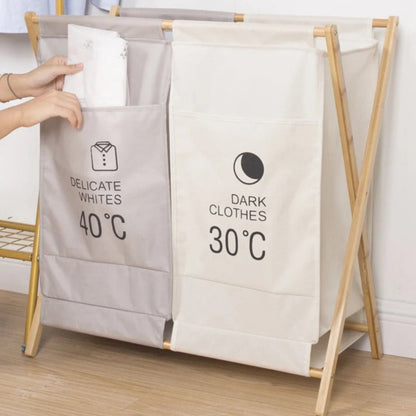 Inttox-🧺🌿 Panier à Linge Pliable en Bambou – Portable, Écologique & Élégant