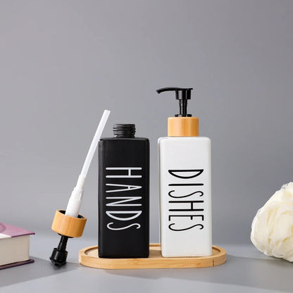 Inttox-🧴 Bouteille de Lotion en Verre de Luxe 350ml avec Pompe en Bois 🌿