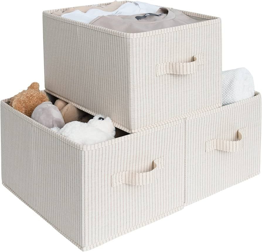 Inttox-Organisateurs de rangement pliables en tissu – Lot de 3 boîtes avec poignées pratiques