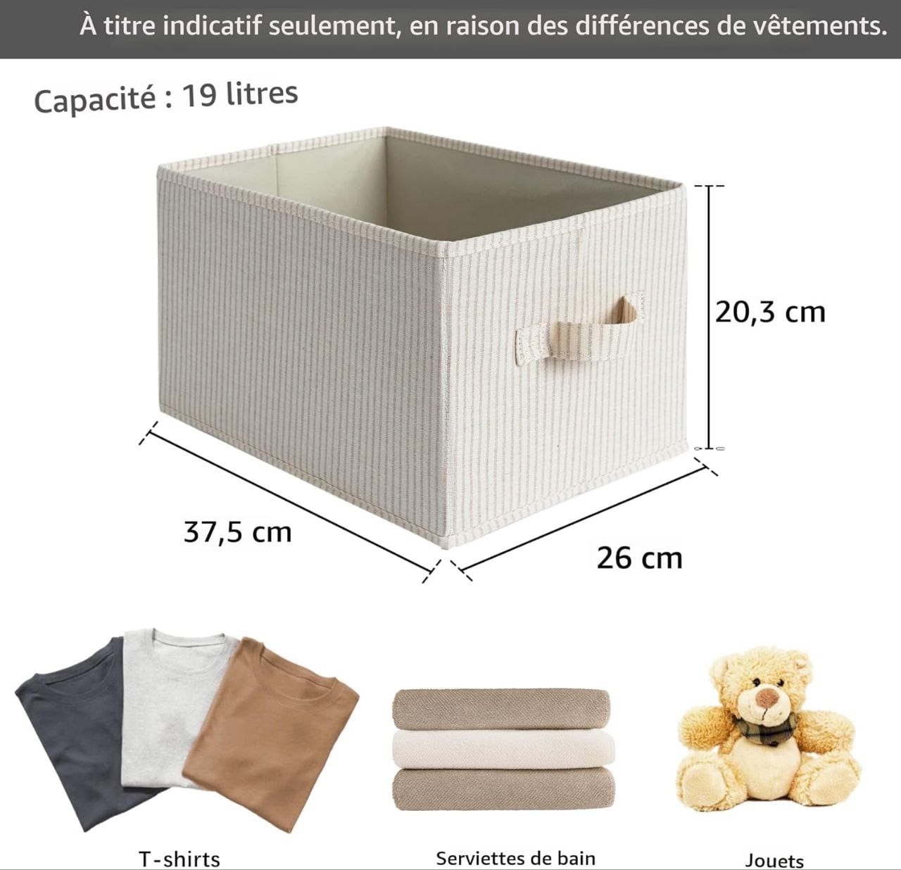 Inttox-Organisateurs de rangement pliables en tissu – Lot de 3 boîtes avec poignées pratiques