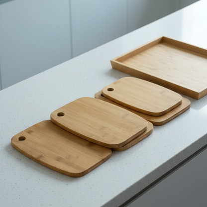Inttox-Set de 3 Planches à Découper en Bambou Naturel