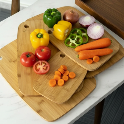 Inttox-Set de 3 Planches à Découper en Bambou Naturel