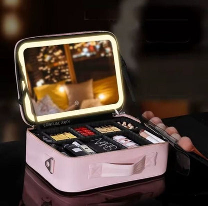Inttox-💄 Sac de Maquillage avec Miroir Éclairé – Beauté & Praticité à Emporter 👜