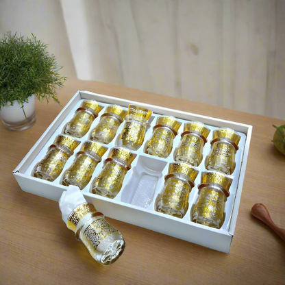 Inttox- 🥃 Verres à Thé Dorés – Set de 12 ✨