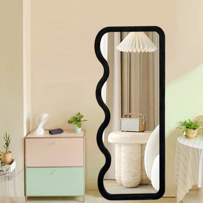 Inttox-🪞🖤 Miroir Vague Moderne avec Cadre en Bois Noir –🏡🎨