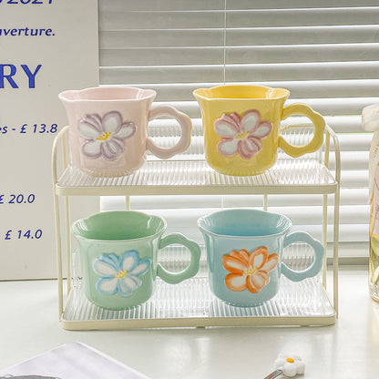 Inttox-🌸 2 Tasses à café en relief fleur Inttox
