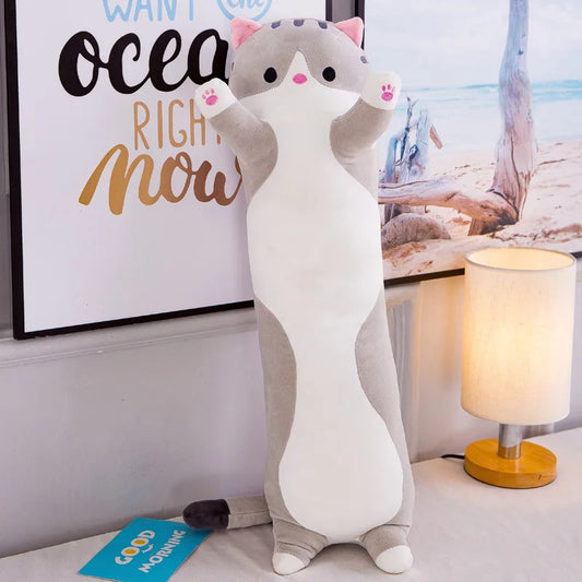 Inttox-Oreiller Long Chat en Peluche 🛏️