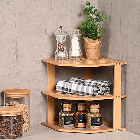 Inttox-🌿 Étagère en Bambou 2 Niveaux – Élégance Naturelle pour Bureau, Cuisine ou Déco