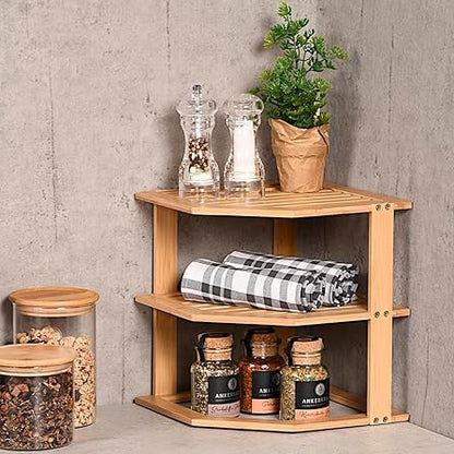 Inttox-🌿 Étagère en Bambou 2 Niveaux – Élégance Naturelle pour Bureau, Cuisine ou Déco