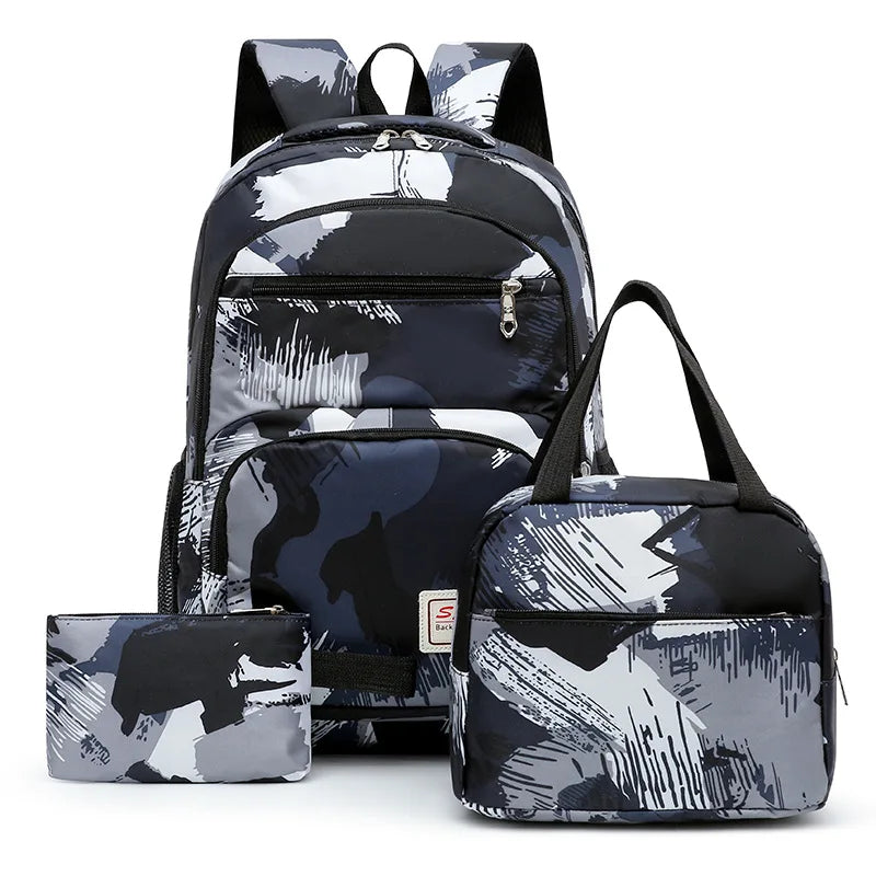 Inttox-🎒🍱✏️  Sac à dos, boîte à lunch étanche & trousse - 3 pièces