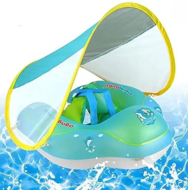 Inttox-Anneau de Bain Flottant pour Bébé avec Parasol - Flotteur Gonflable avec Sangles pour Enfants - Accessoire de Bain et Natation d'Été