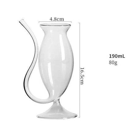 Inttox-Nouveau Verre Créatif avec Paille - Tasse à Eau en Verre Transparent pour Jus 190ml / 300ml