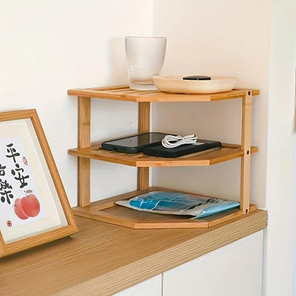 Inttox-🌿 Étagère en Bambou 2 Niveaux – Élégance Naturelle pour Bureau, Cuisine ou Déco