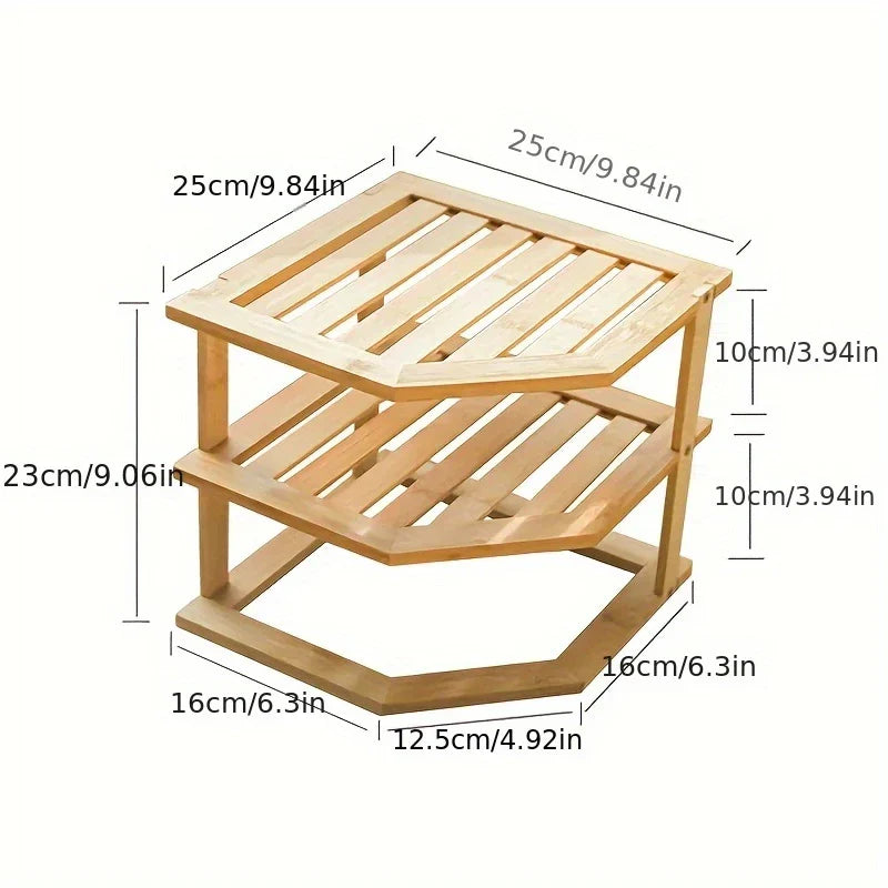 Inttox-🌿 Étagère en Bambou 2 Niveaux – Élégance Naturelle pour Bureau, Cuisine ou Déco