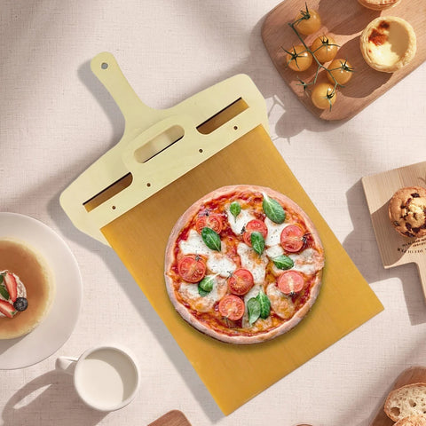 Inttox-Pelle à Pizza Coulissante en Bois - Spatule à Pizza avec Poignée