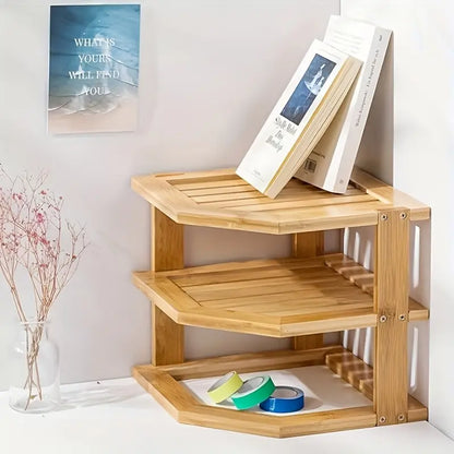 Inttox-🌿 Étagère en Bambou 2 Niveaux – Élégance Naturelle pour Bureau, Cuisine ou Déco