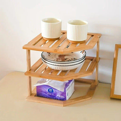 Inttox-🌿 Étagère en Bambou 2 Niveaux – Élégance Naturelle pour Bureau, Cuisine ou Déco