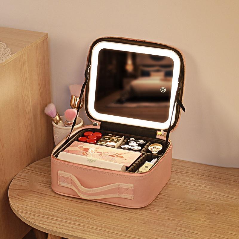 Inttox-💄 Sac de Maquillage avec Miroir Éclairé – Beauté & Praticité à Emporter 👜