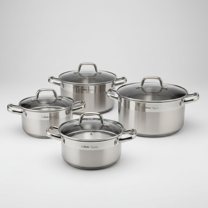 Pack 4 Pièces Ensemble de Casseroles et Faitouts Baboo Goo.by en Acier Inoxydable