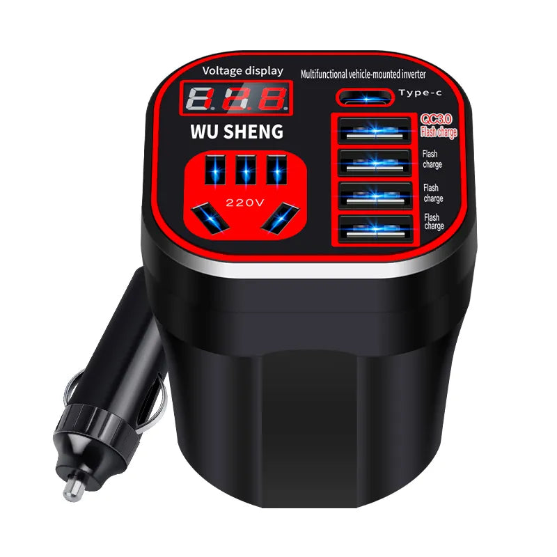 Inttox-Onduleur de voiture 200W DC 12V/24V à AC 110V/220V avec chargeur USB intégré