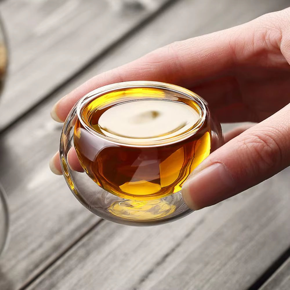 Inttox-Tasse en Verre à Double Paroi Transparente Faite à la Main - 50ml