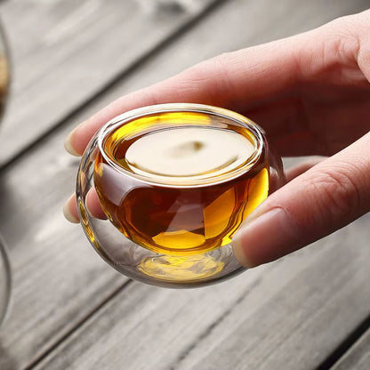 Inttox-Tasse en Verre à Double Paroi Transparente Faite à la Main - 50ml
