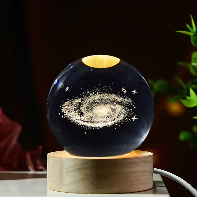 Inttox-🌕✨ Veilleuse Boule de Cristal 3D LED - Planètes et Lune 🌌💡