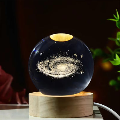 Inttox-🌕✨ Veilleuse Boule de Cristal 3D LED - Planètes et Lune 🌌💡