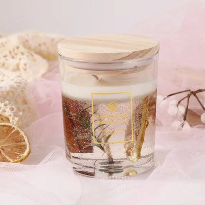 Inttox-🕯️🌸 Bougie Parfumée en Gelée avec Fleurs Séchées – Cadeau Élégant et Relaxant 🎁✨