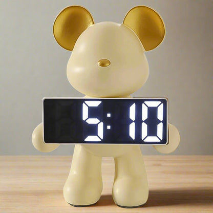 Inttox-🐻 Figurine Miniature d'Ours en Résine avec Alarme LED ⏰✨