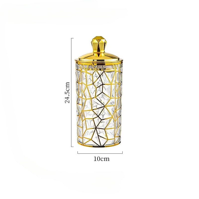 Inttox-Boîte Scellée Transparente avec Couvercle Doré 3 piece
