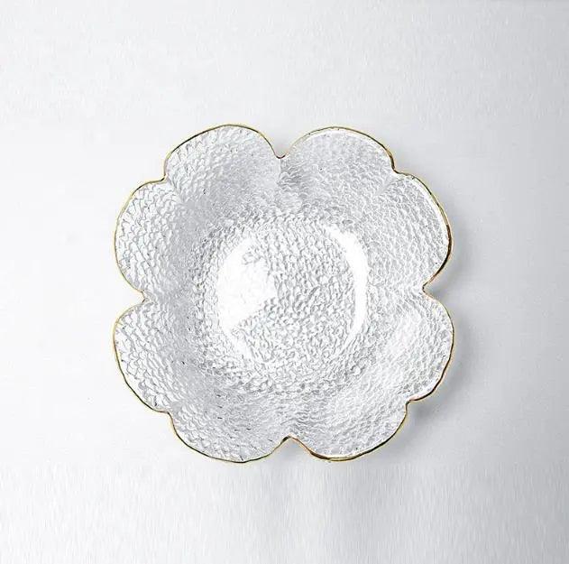 Inttox-Assiette en Fleur de Cerisier Japonaise avec Bord Doré - Petite Assiette pour Sauce et Assaisonnement