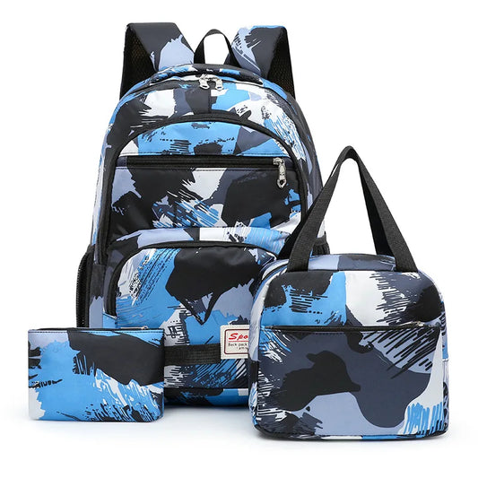 Inttox-🎒🍱✏️  Sac à dos, boîte à lunch étanche & trousse - 3 pièces